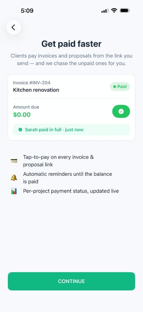 HandyBro paid invoice for a kitchen renovation